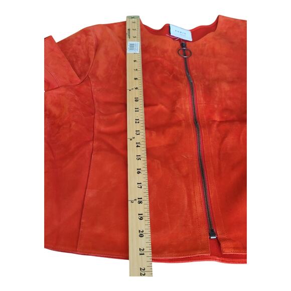Akris Punto Women's Red Suede Cotton‎ Lined Full Zip Short Sleeve Jacket - Picture 6 of 11